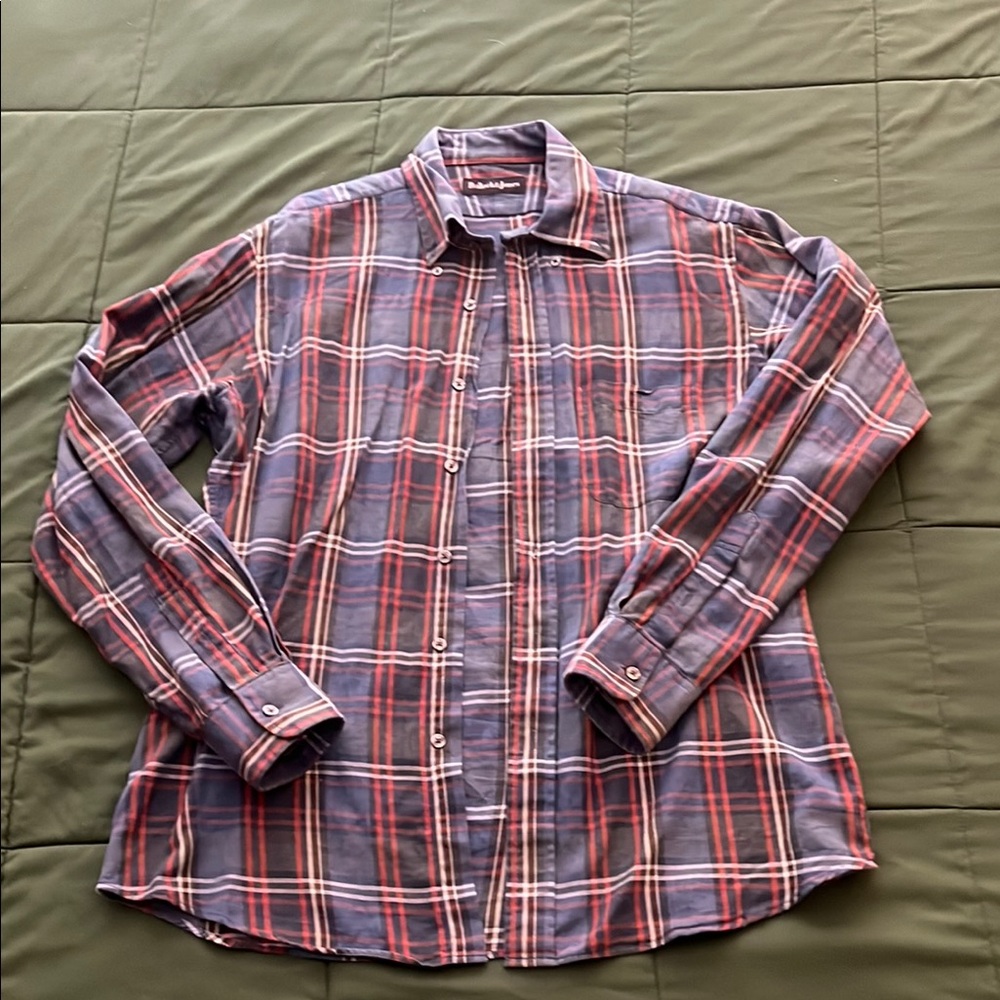 Men's Plaid Shirt in Orange and Blue